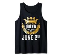 A Queen was Born on June 2, July Birthday Crown Tank Top