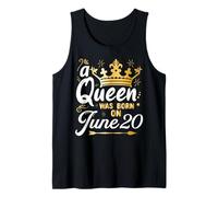 A Queen was Born on June 20, July Birthday Crown Tank Top
