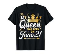 A Queen was Born on June 21, July Birthday Crown T-Shirt