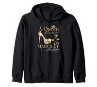 A Queen Was Born on March 17, 17th March Birthday Queen Zip Hoodie