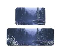 A Quiet Lake Rug Cushioned Kitchen Rugs Sets Of 2 Comfort Standing Mat For Home Decor Sink,Kitchen Mats For Floor Non Slip Washable ，Laundr 17"X47"+17"X30"