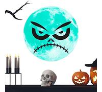 a-r Halloween Moon Glow in the Dark Sticker - Scary Funny Ghost Face Sticker Glow in the Dark Moon Shape Glowing PVC Stickers Decoration for Wall Door Window