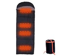 a-r Heated Sleeping Bag for Camping, Heated Sleeping Bag with Battery Power Bank or Type C/USB Power Supply, 1 Person, Adult, Unisex, Spring/Fall, 190 x 75 cm / 74.8 x 29.53 inches, 1900g, Black