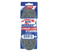 A&R Striker Ice Hockey Waxed Skate Laces, Pro Style Heavy Duty Lace-Silver-120 Inches