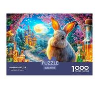 A Rabbit Beside Potions, with A Castle Under A Full Moon 1000-Piece Jigsaw Puzzle Fairy Tale Rabbit - Classic & Challenging, Gift for All Ages 70x50cm/1000pcs