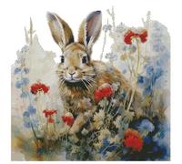 A Rabbit Cross Stitch kit, 150x150stitch, 27x27cm, 14ct, Cotton Counted Cross Stitch Kits