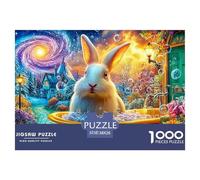 A Rabbit in A Bubble-filled Bath Amid A Vibrant, Starry Landscape 1000-Piece Jigsaw Puzzle Fairy Tale Rabbit - Brain Training Game for Adults & Kids 38x26cm/1000pcs