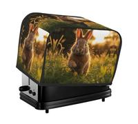 A Rabbit Toaster Cover 2 Slice, Waterproof Bread Machine Covers with Pockets Universal Size Kitchen Small Appliance Cover with Handle, Dust and Fingerprint Protection
