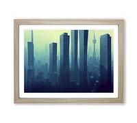 A Radiant Skyscraper Skyline H1022 Framed Print for Living Room Bedroom Home Office Décor, Wall Art Picture Ready to Hang, Oak A2 Frame (64 x 46 cm)