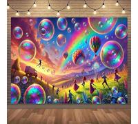 A rainbow bubble April Fool's Day background cloth background decoration multifunctional home decoration banner 200x140CM