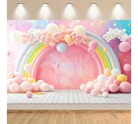 A rainbow photography background, sparkling stars and clouds, soft birthday party decoration, suitable for families 350x230cm