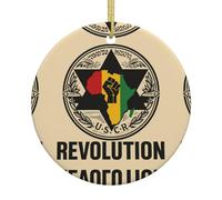 A Raised Fist Christmas Tree Ceramic Hanging Round Xmas Ornament Keepsake Holiday Party Home Decoration