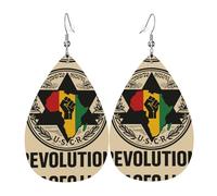 A Raised Fist Teardrop Leather Earrings Ladies Print Pendant With Hook Fashion Vintage Party Daily Wear