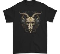 A Ram Skull Gothic Goth Heavy Metal Rock Mens T-Shirt 100% Cotton Black 2XL