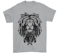A Rasta Lion with Dreadlocks Jamaican Reggae Mens T-Shirt 100% Cotton Sports Grey M