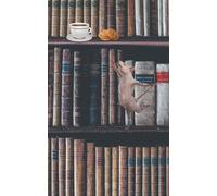 A Rat on a Bookshelf with a Cookie and Coffee Journal - 5x8 in - 75 Pages - Small - Brown and Gray
