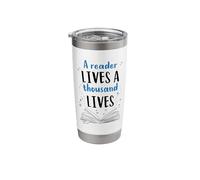 A Reader Lives A Thousand Lives Reading Bookworm Novel Book Stainless Steel Insulated Tumbler