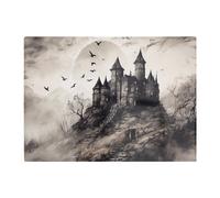 A Realistic Drawing Of A Haunted Castle Glass Chopping Board Warren Reed - Designer Grey One Size