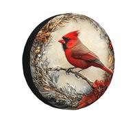 A Red Bird In The Wreath Spare Tire Cover Wheel Tire Covers,Waterproof Dust-Proof Tire Covers Protector Universal Fit For Trailer Rv Suv Truck Camper 17 Inch