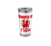 A Red Dragon Playing with Fire Dawnsio ar y dibyn Stainless Steel Insulated Tumbler