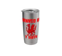 A Red Dragon Playing with Fire Dawnsio ar y dibyn Stainless Steel Insulated Tumbler