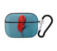 A Red Feather AirPods Pro 2 Case Cover, Shockproof Hard Shell Protective Case for Women Men, Compatible with Airpod Pro Case 2nd/1st Generation with Keychain-Black