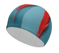 A Red Feather Bathing Cap High Elasticity Swimming Caps Fit Both Long Hair Short Hair Comfortable Large Shower Cap for Drag Reduction and Hair Protection