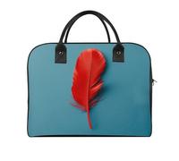 A Red Feather Laptop Tote Bag Casual Travel Handbag Multi Pocket Shoulder Bags for Work Travel