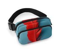 A Red Feather Waist Bag Fashion Fanny Bag with Adjustable Strap for Outdoor Workout Cycling Unisex, white, 20x13cm, Waist Bag