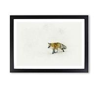 A Red Fox Alone in The Winter in Abstract Framed Print | A2 Black Framed Wall Art | Ready to Hang | Abstract Animal Picture | Living Room Bedroom Lounge Office