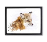 A Red Fox V3 Modern Framed Print | A2 Black Framed Wall Art | Ready to Hang | Modern Animal Picture | Living Room Bedroom Lounge Office