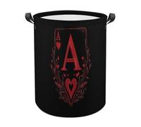 A Red Heart Poker Laundry Hamper Collapsible Clothes Baskets with Handles Storage Bag