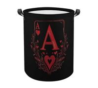 A Red Heart Poker Laundry Hamper Collapsible Clothes Baskets with Handles Storage Bag