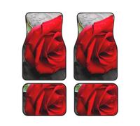 A Red Rose Car Floor Mats Set Of 4,Front Rear Carpets Mats