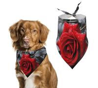 A Red Rose Dog Bandana Washable & Adjustable Triangle Scarf, Breathable Pet Scarf for Small Medium Large Pets, Cute Fashion Pet Accessory