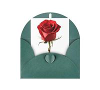 A Red Rose Print Blank Greeting Cards, Love Buttons, Pearl Paper Envelopes Suitable For Various Occasions - Anniversary Cards, Thank You Cards, Holiday Cards, Wedding Cards, Congratulations.