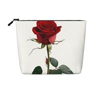 A Red Rose - Themed Makeup Bag - Waterproof Hemp Cosmetic Pouch for Travel, Daily Use & Gifts (9.5x6.7x2in)