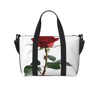 (A Red Rose) Waterproof Lightweight Hand Travel Bag - Large Carry-On for 3-5 Day Trips | Air Travel, Sports, Weekend Use | Men & Women (1-Pack)