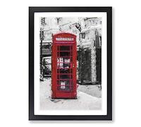 A Red Telephone Box in Abstract Framed Print | A2 Black Framed Wall Art | Ready to Hang | Abstract Fantasy Picture | Living Room Bedroom Lounge Office