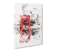 A Red Telephone Box Watercolour Canvas Print | Gallery Wrapped 30mm Frame Wall Art | 30x20 inches | Ready to Hang | Modern Picture | Living Room Bedroom Lounge Office