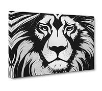 A Remarkable Lion Canvas Print | Gallery Wrapped 30mm Frame Wall Art | 30x20 inches | Ready to Hang | Contemporary Animals Picture | Living Room Bedroom Lounge Office