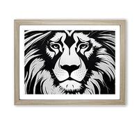 A Remarkable Lion Framed Print | A3 Oak Framed Wall Art | Ready to Hang | Modern Animal Picture | Living Room Bedroom Lounge Office