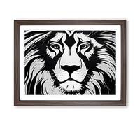 A Remarkable Lion Framed Print | A3 Walnut Framed Wall Art | Ready to Hang | Modern Animal Picture | Living Room Bedroom Lounge Office