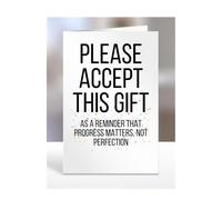 A reminder that progress matters, not perfection, card, gifts for men, women, to say thank you, presents for christmas, birthday, funny, silly, joke, gag, humour, A5-246_112