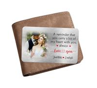 A Reminder That You Carry A Bit Of My Heart With You Wallet Card,Personalized Custom Couple Wallet Card with Portrait Name,Gift For Boyfriend Girlfriend Husband Wife Valentine's Day Anniversary