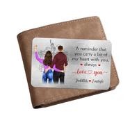 A Reminder That You Carry A Bit Of My Heart With You Wallet Card,Personalized Custom Couple Wallet Card with Portrait Name,Gift For Boyfriend Girlfriend Husband Wife Valentine's Day Anniversary