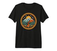A Retro Sunrise Over a Scenic Lake Inspires True Wanderlust Premium T-Shirt