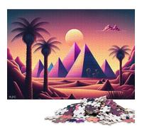 A Retro Synthwave Mirage Puzzle Jigsaws 1000 Pieces for Adults Wooden Puzzles Family Fun Jigsaws Puzzles 1000pcs (75x50cm)