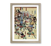 A Riot Of Samurai By Tsukioka Yoshitoshi Asian Japanese Framed Print | A3 Oak Framed Wall Art | Ready to Hang | Asian Nature Picture | Living Room Bedroom Lounge Office