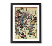 A Riot Of Samurai By Tsukioka Yoshitoshi Asian Japanese Framed Print | A4 Black Framed Wall Art | Ready to Hang | Asian Nature Picture | Living Room Bedroom Lounge Office